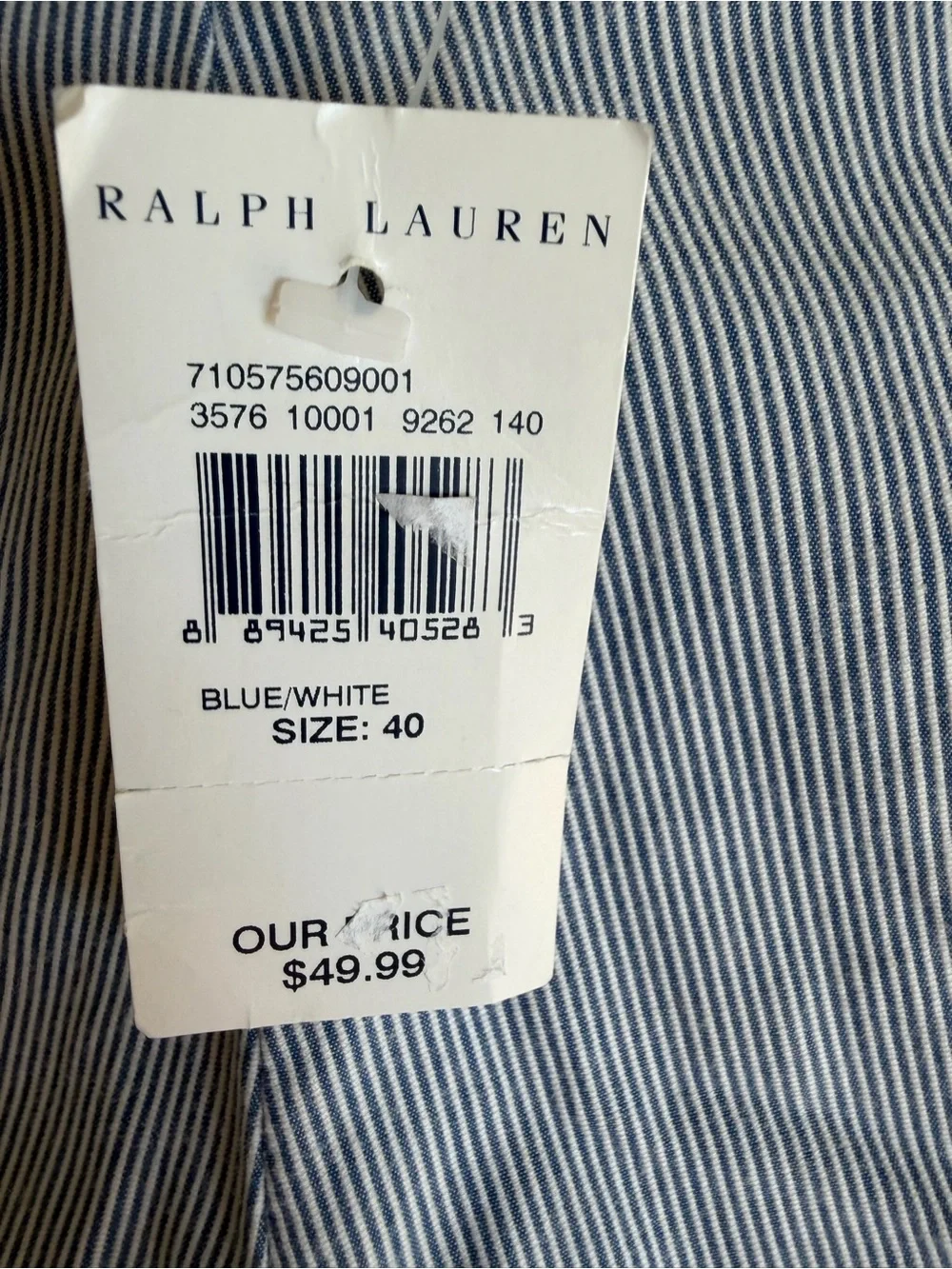 Polo Ralph Lauren Classic Fit 6” Seersucker Shorts Blue White NWT Men’s 40